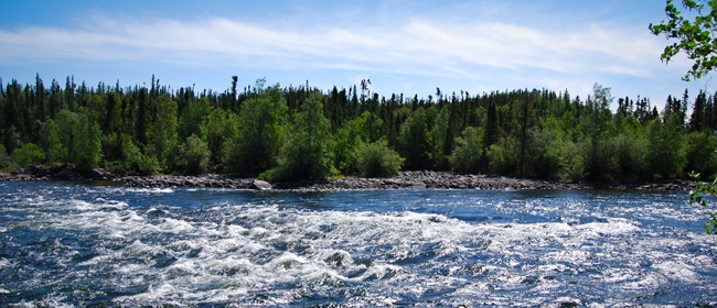 Elizabeth Falls near Stony Rapids, SK.<br>Photo courtesy of CanNorth